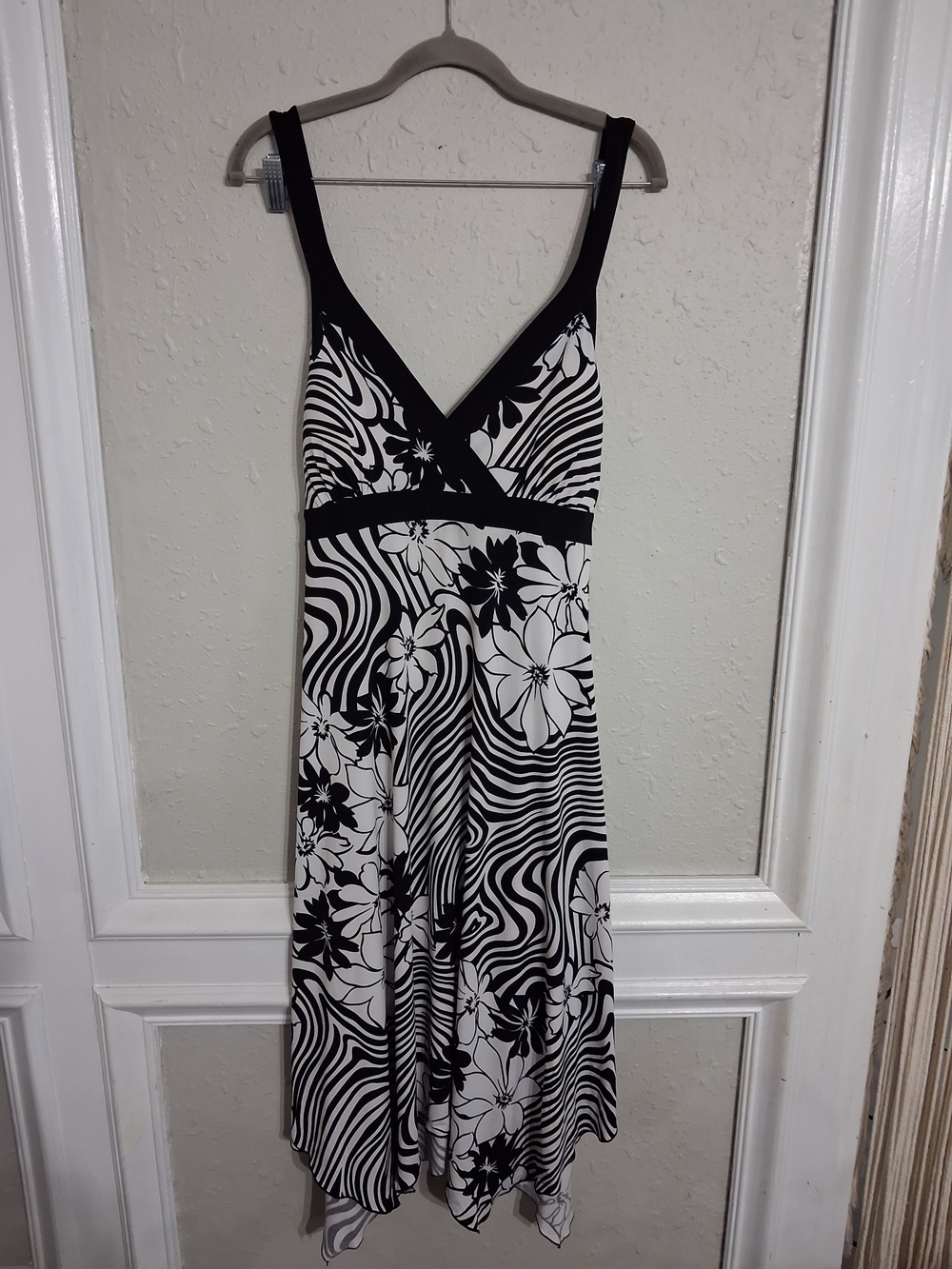 Vintage 90s y2k dressbarn psychedelic swirl monochromatic asymmetrical dress 16